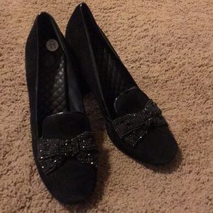 Tory Burch rhinestone bow heels